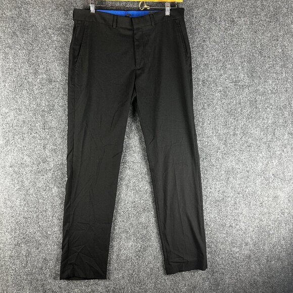Reaction Kenneth Cole Pants Men 34 Techni-Cole Black Stretch Straight Flat Front - Picture 1 of 9